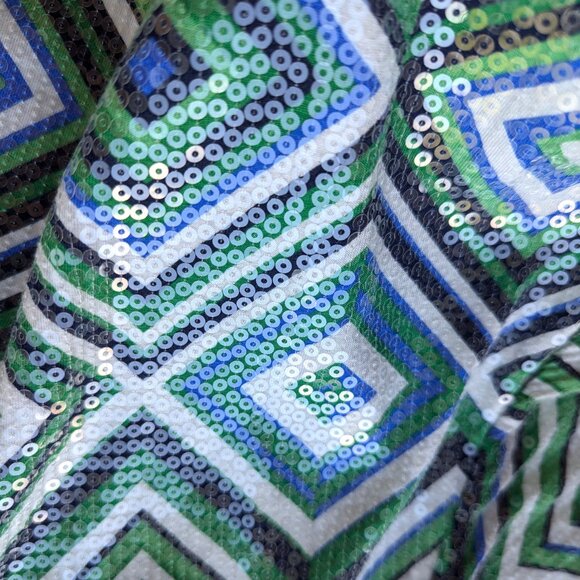 Chicos 3 Black Label Sparkle Top Womens Size XL Geometric Party Holiday Sequins - Picture 5 of 6